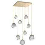 Gem Square Multi Light Pendant - Gilded Brass / Smoke