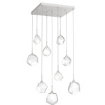 Gem Square Multi Light Pendant - Beige Silver / Clear