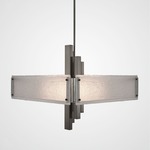 Carlyle Square Chandelier - Satin Nickel / Frosted Granite