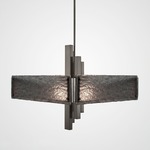 Carlyle Square Chandelier - Satin Nickel / Smoke Granite