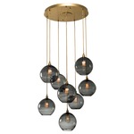 Terra Round Multi Light Pendant - Gilded Brass / Optic Smoke