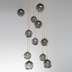 Terra Round Multi Light Pendant - Gilded Brass / Optic Smoke