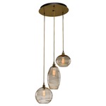 Misto Round Multi Light Pendant - Gilded Brass / Optic Amber