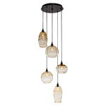 Misto Round Multi Light Pendant - Matte Black / Optic Amber