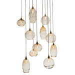 Misto Round Multi Light Pendant - Gilded Brass / Optic Amber