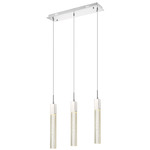 Glacier Linear Multi Light Pendant - Polished Chrome / Clear Bubble