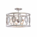 Palomar Semi Flush Ceiling Light - Vintage Silver Leaf / Silver Mercury Glass