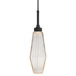 Aalto Pendant - Matte Black / Optic Ribbed Amber