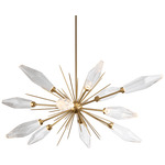 Rock Crystal Oval Starburst Chandelier - Gilded Brass / Chilled Clear