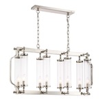 Regis Linear Island Chandelier - Polished Nickel / Clear