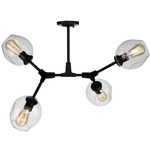 Organic Semi Flush Ceiling Light - Black / Clear