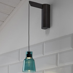 Drip/Drop Hanging Wall Sconce - Ebony Black / Green Glass