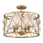 Victoria Park Semi Flush Ceiling Light - Elara Gold / White Iris Glass