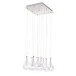 Larmes Square Multi-Light Pendant - Polished Chrome / Clear