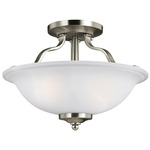 Emmons Semi Flush Ceiling Light Fixture - Brushed Nickel / Satin Etched