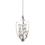 Signature Foyer Chandelier - Brushed Nickel / White Glass