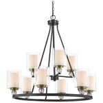 Studio 5 Tiered Chandelier - Painted Bronze / Clear