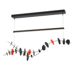 Lily Linear Pendant - Black / Satin Red