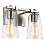 Mercer Bathroom Vanity Light - Satin Nickel / Clear Seeded