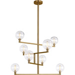 Gambit Chandelier - Aged Brass / Clear