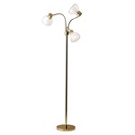 Presley 3-Arm Floor Lamp - Shiny Gold / Clear