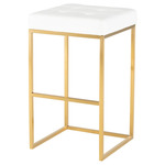 Chi Bar Stool - Brushed Gold / White Naugahyde