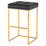 Chi Bar Stool - Brushed Gold / Black Naugahyde