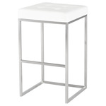 Chi Bar Stool - Brushed Stainless Steel / White Naugahyde