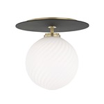 Ellis Flush Mount Ceiling Light - Aged Brass / Opal