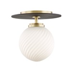 Ellis Flush Mount Ceiling Light - Aged Brass / Opal