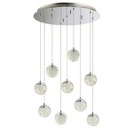 Orb II Round Multi Light Pendant - Polished Chrome / Bubbles