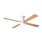 Ball Flush Ceiling Fan with Light - Gloss White / Maple