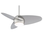 Slant Ceiling Fan with Light - Brushed Steel / Silver