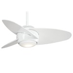 Slant Ceiling Fan with Light - White / White