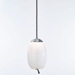 Knot Uovo Pendant - Brushed Stainless Steel / Transparent Opaline