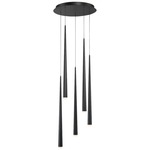 Cascade Round Multi Light Pendant - Matte Black / Frosted