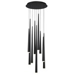 Cascade Round Multi Light Pendant - Matte Black / Frosted