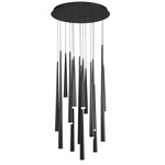 Cascade Round Multi Light Pendant - Matte Black / Frosted