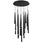 Cascade Round Multi Light Pendant - Matte Black / Frosted