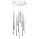 Cascade Round Multi Light Pendant - Polished Nickel / Frosted