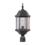 Hex Style 695 Outdoor Post Light - Textured Matte Black / Clear Seeded