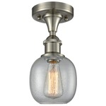 Belfast Semi Flush Ceiling Light - Satin Nickel / Clear Seedy