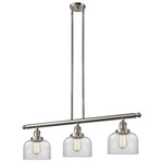 Large Bell Linear Pendant - Satin Nickel / Clear