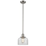 Large Bell Stem Mini Pendant - Satin Nickel / Clear