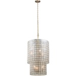 Roxy Foyer Pendant - Oxidized Gold Leaf / Capiz Shell