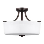 Canfield Semi Flush Ceiling Light - Bronze / White