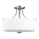 Canfield Semi Flush Ceiling Light - Brushed Nickel / White