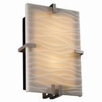 Clips Rectangle Wall Sconce - Brushed Nickel / Waves Porcelain