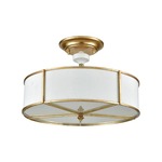 Ceramique Semi Flush Ceiling Light - Gold Leaf / White