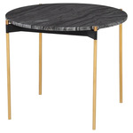 Pixie Side Table - Brushed Gold / Black Wood Vein Marble